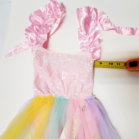 Baby Girl Pink Sequins and Rainbow Bodysuit Dress - Picture 4 of 6